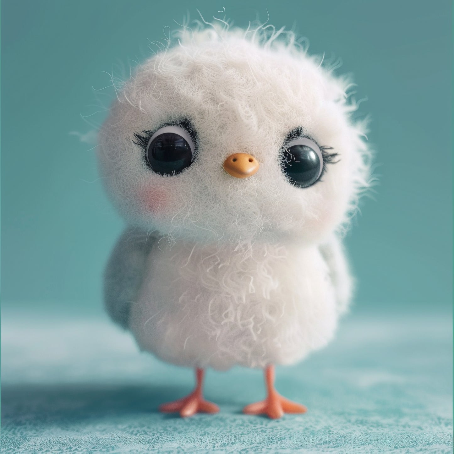 Adorable Baby African Heron Standing Solo on Soft Turquoise