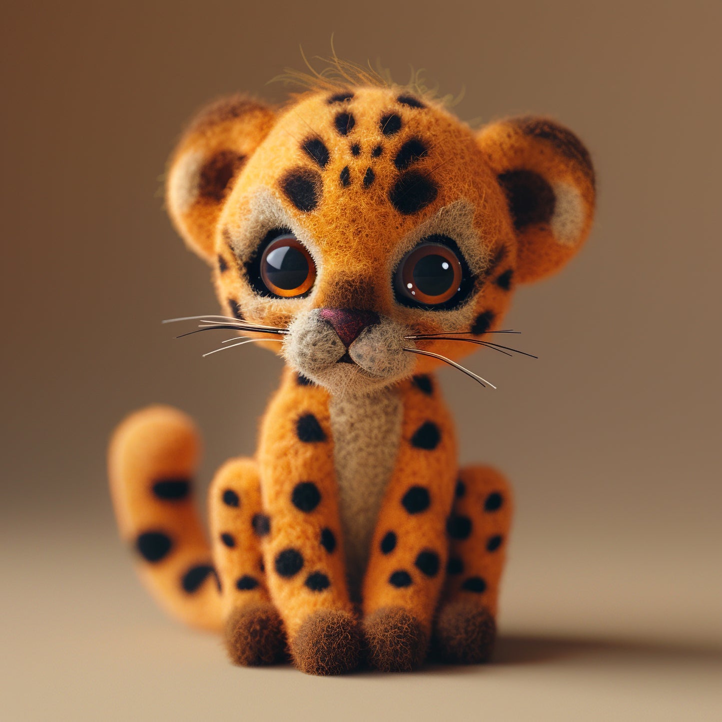 Adorable Handmade Cheetah Plush Toy with Big Eyes