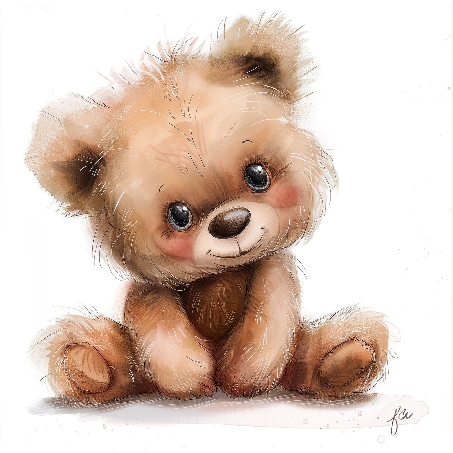 Adorable Hand-Drawn Teddy Bear Illustration Sitting Alone