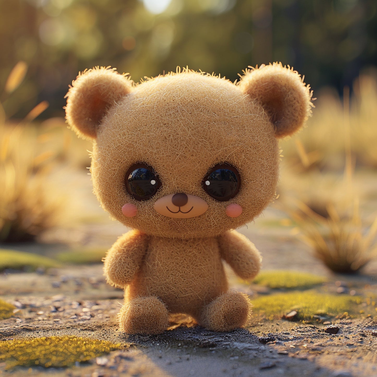 Adorable Teddy Bear in Sunlit Setting Looking Cute