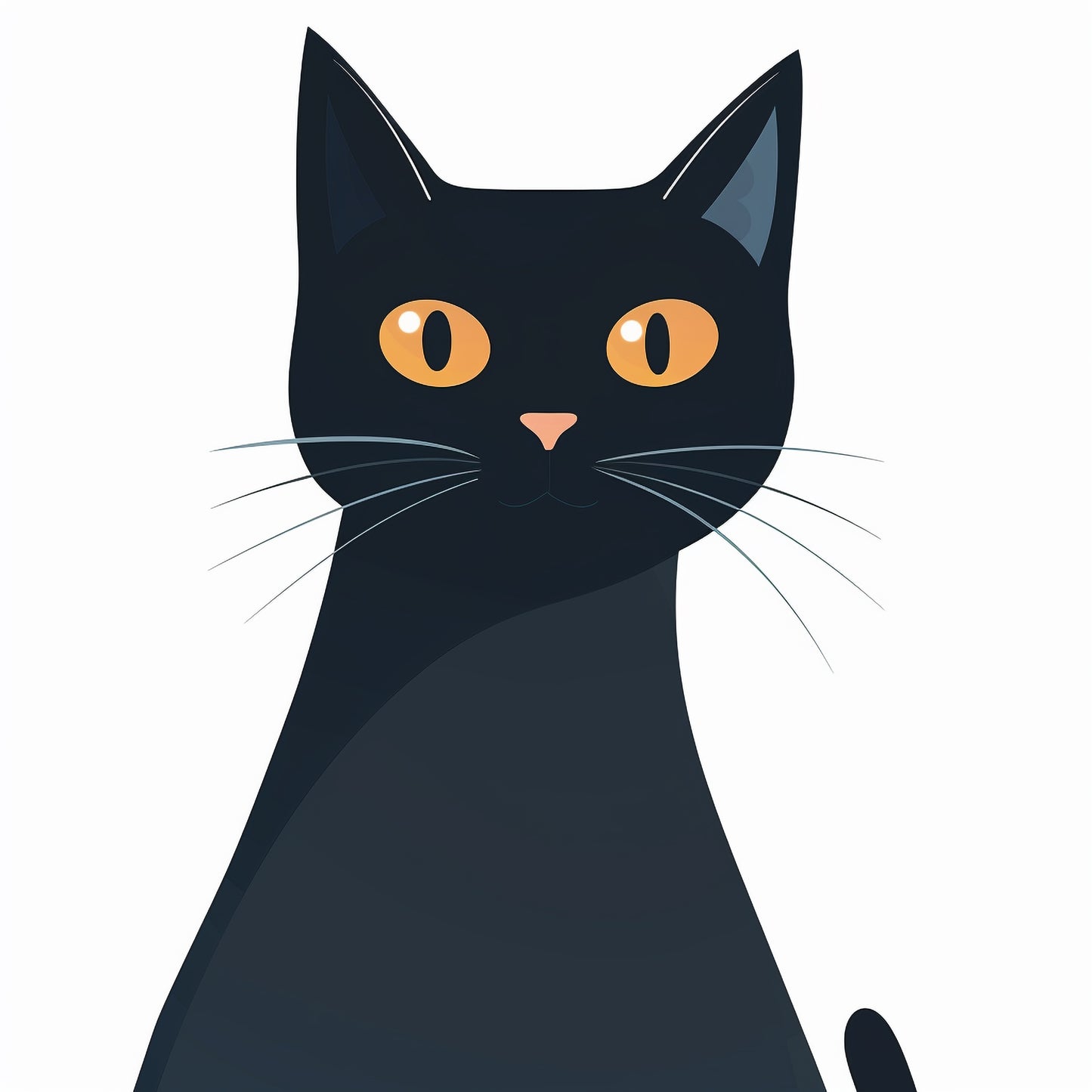 Charming Black Cat Illustration with Dreamy Eyes
