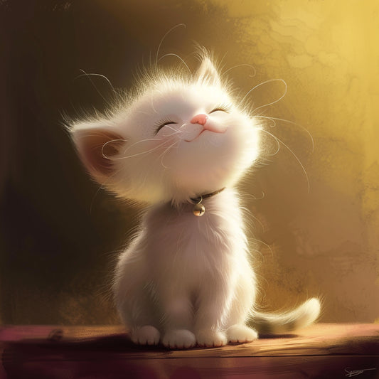 Adorable Fluffy Kitten Enjoying Sunlight Illustration