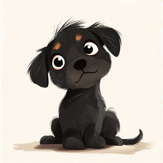 Adorable Illustrated Puppy With Dreamy Big Eyes