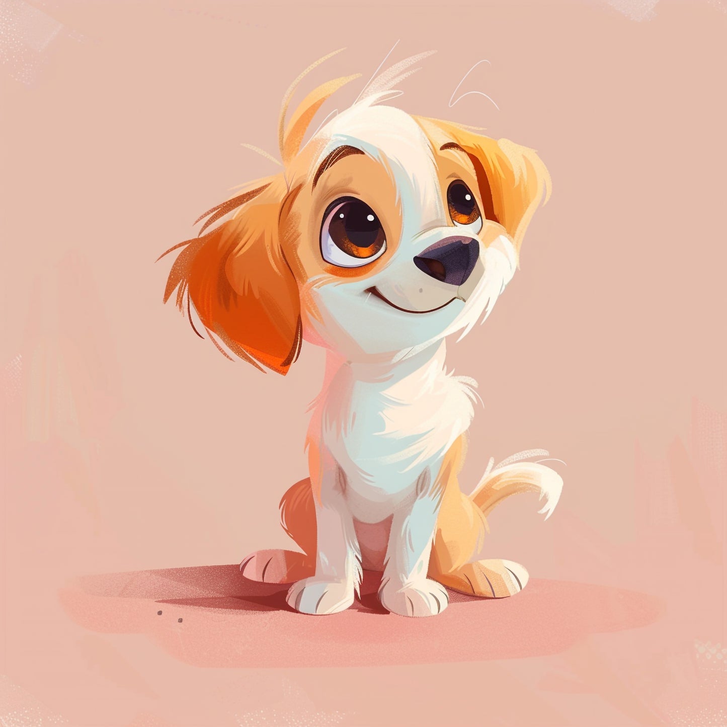 Adorable Cartoon Puppy Illustration with Dreamy Lighting