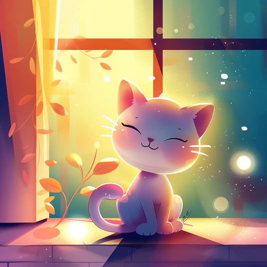 Cute Toy Cat Illustration With Dreamy Soft Light