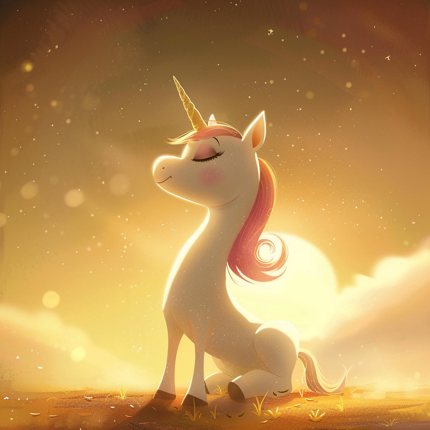 Enchanting Cute Unicorn in a Dreamy Landscape Illustration