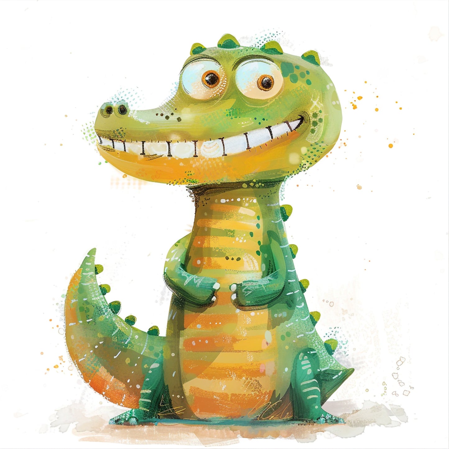 Cheerful Cartoon Crocodile Illustration for Kids Decor