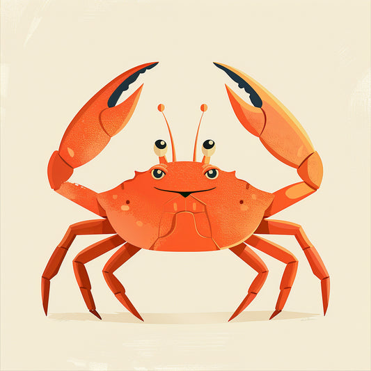 Friendly Orange Crab with a Minimalist Design
