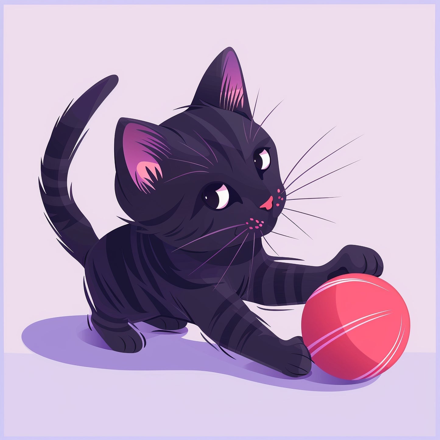 Playful Kitten Enjoying A Game With A Bright Red Ball