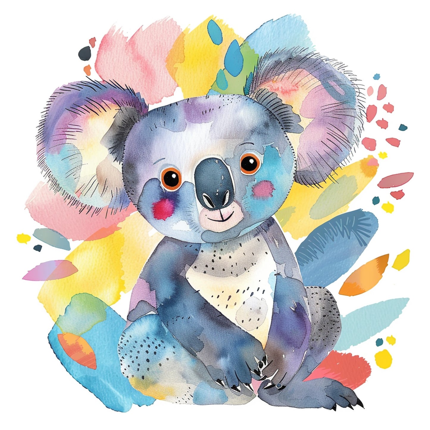 Adorable Cartoon Koala with a Delightful Smile on Colorful Background