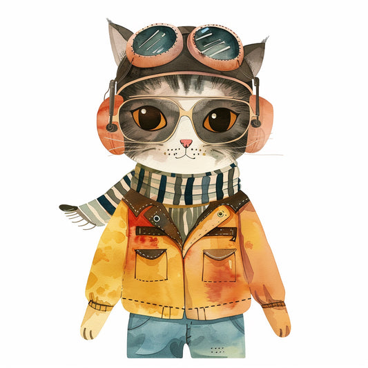 Whimsical Cat in Pilot Attire Ready for Adventure