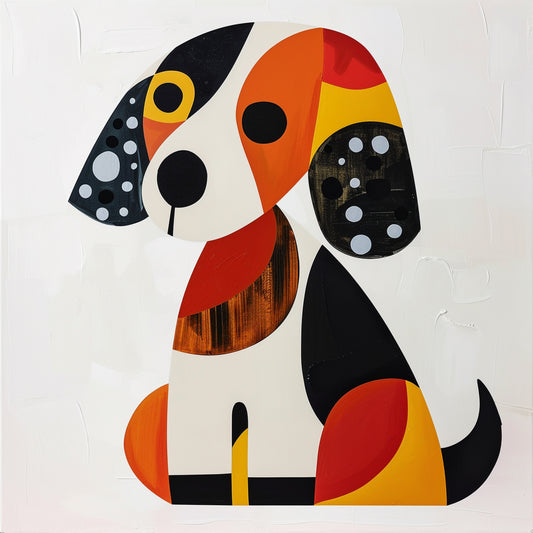 Colorful Abstract Cute Cartoon Dog Artwork