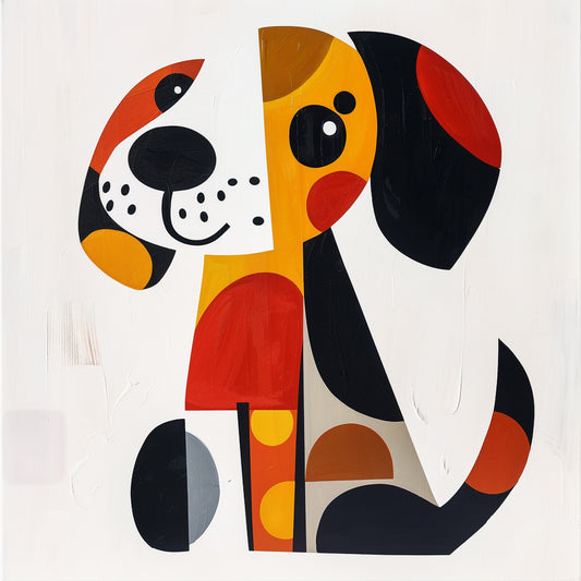 Colorful Abstract Dog Painting in Minimalist Style