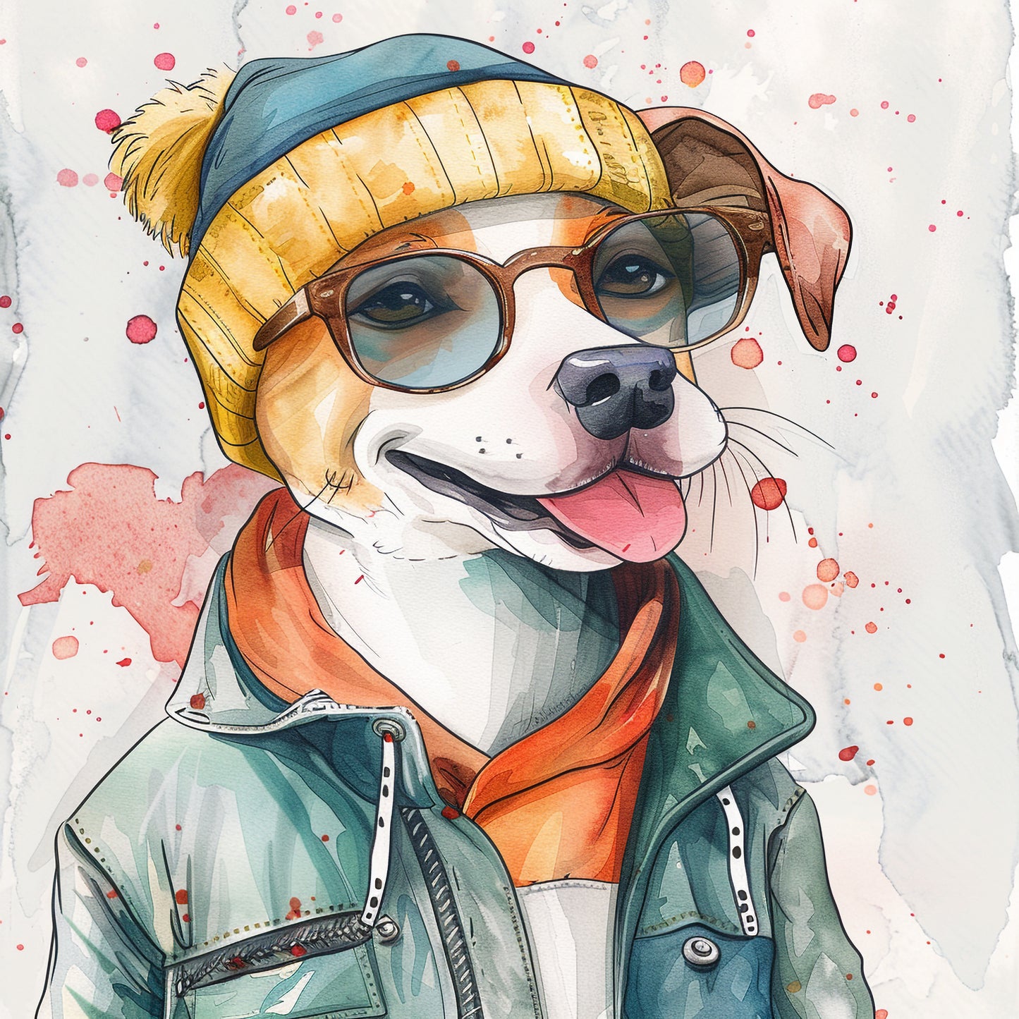 Fashionable Dog in Hip Outfit and Trendy Hat