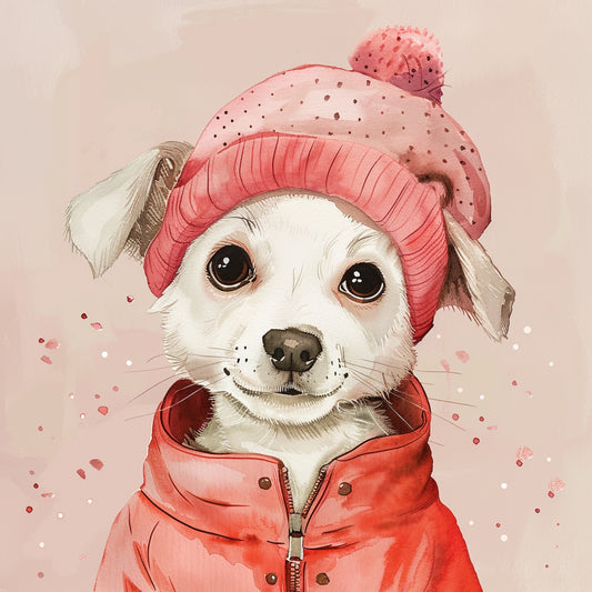 Adorable Dog in Pink Hat Smiling Joyfully