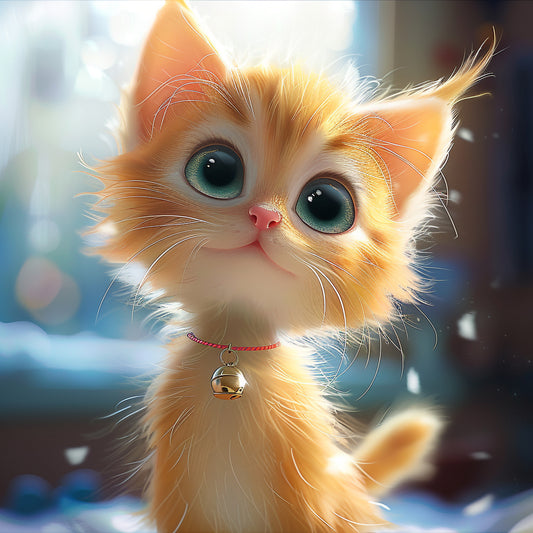 Irresistible Adorable Kitten with Big Eyes and Bell Collar
