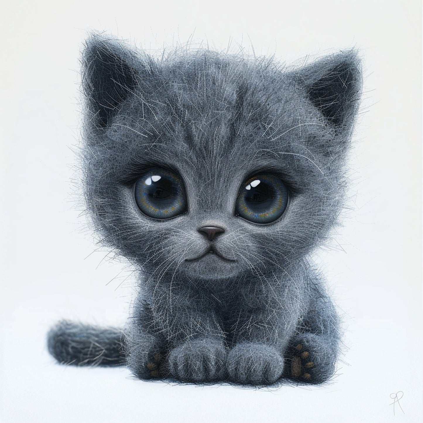 Handcrafted Needle Felted Russian Blue Kitten