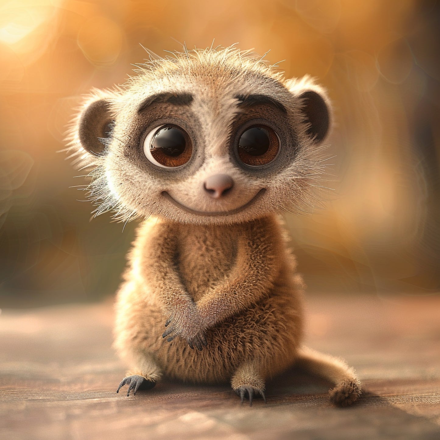 Handmade Adorable Meerkat Figurine on Warm Backdrop
