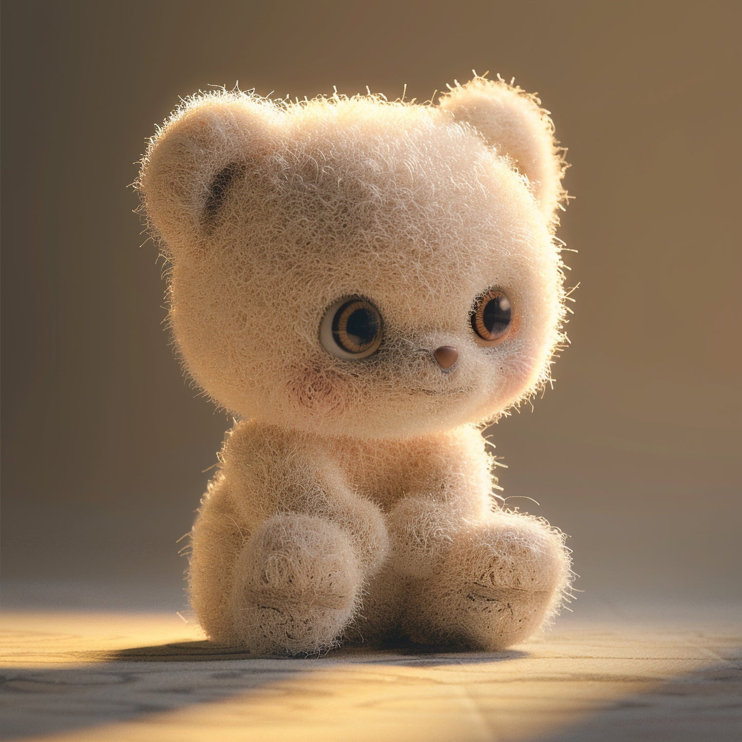 Adorable Needle Felted Baby Bear with a Cute Gaze