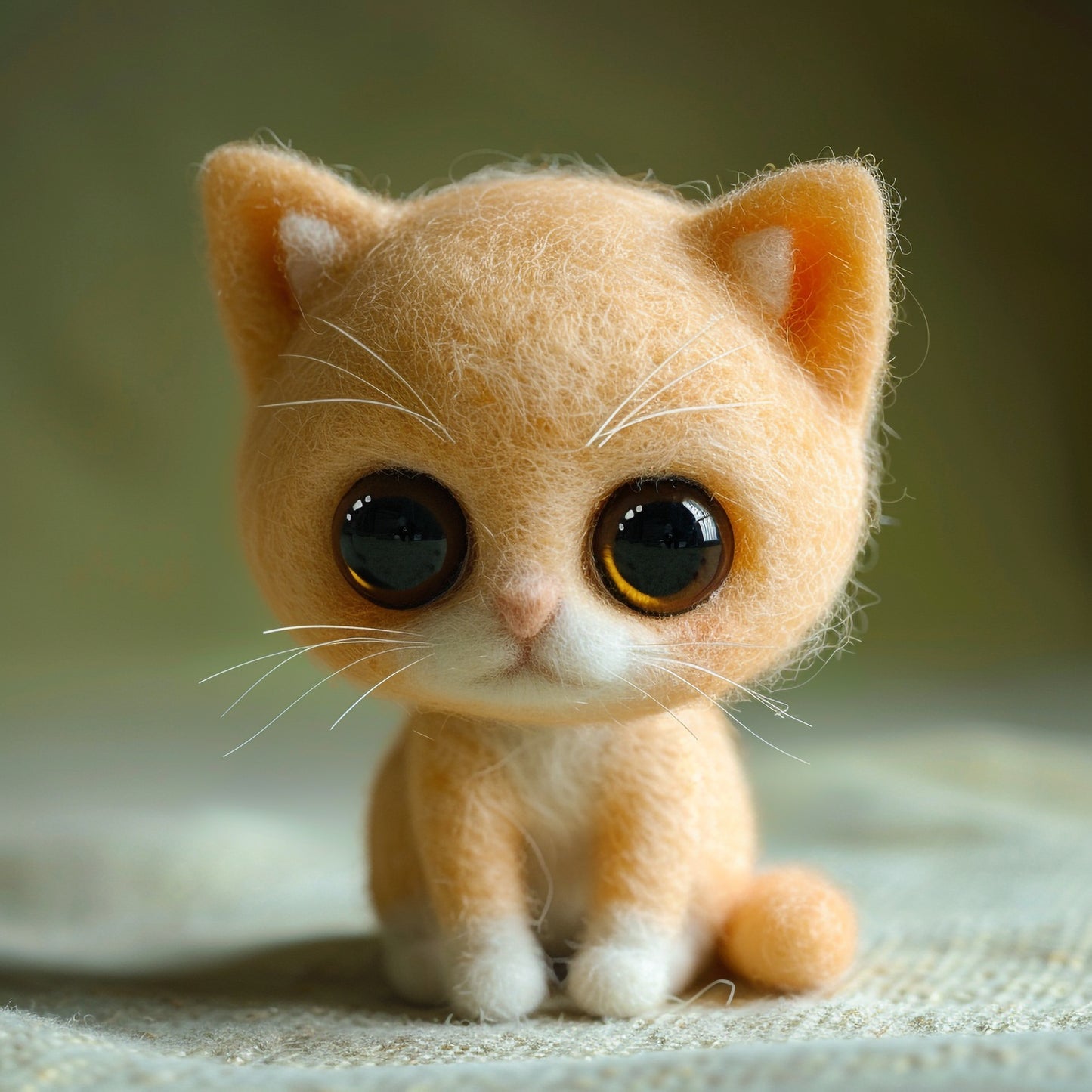 Handmade Needle Felted Cat in Artistic Isometric View