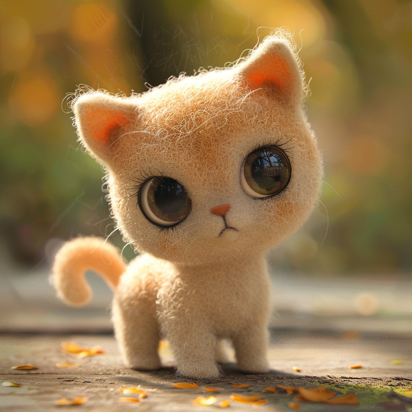 Handmade Needle Felted Cat in Artistic Isometric Style