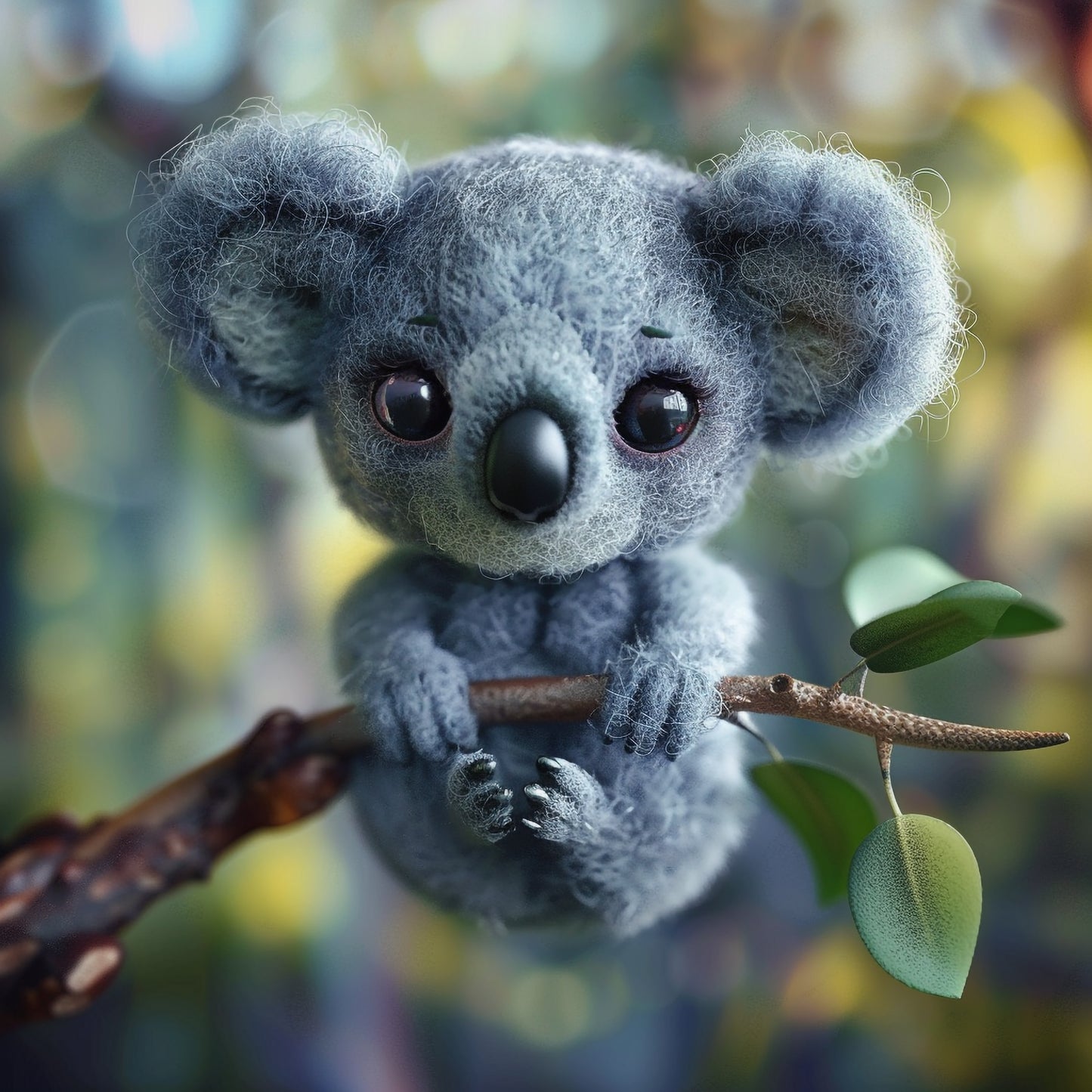 Handmade Needle Felted Koala Bear with Cute Expression
