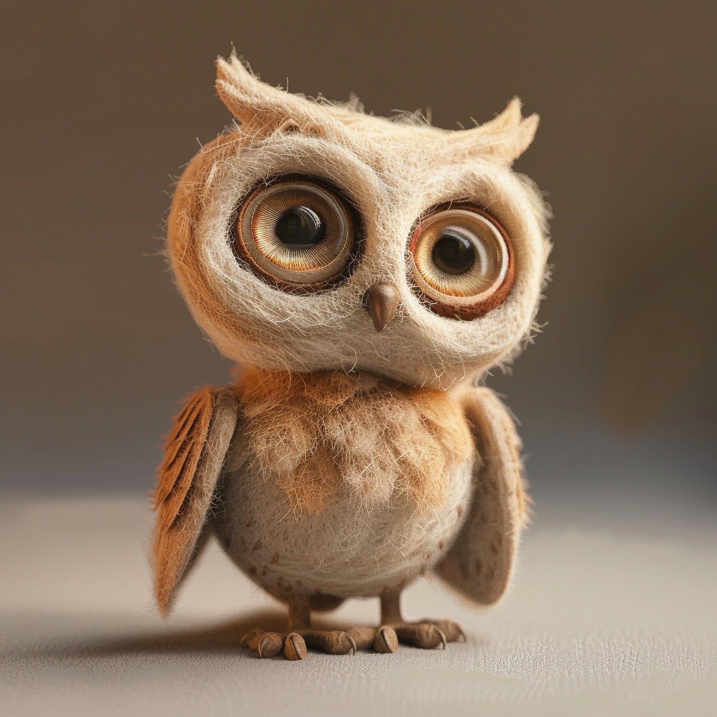 Adorable Handmade Needle-Felted Owl with Big Eyes
