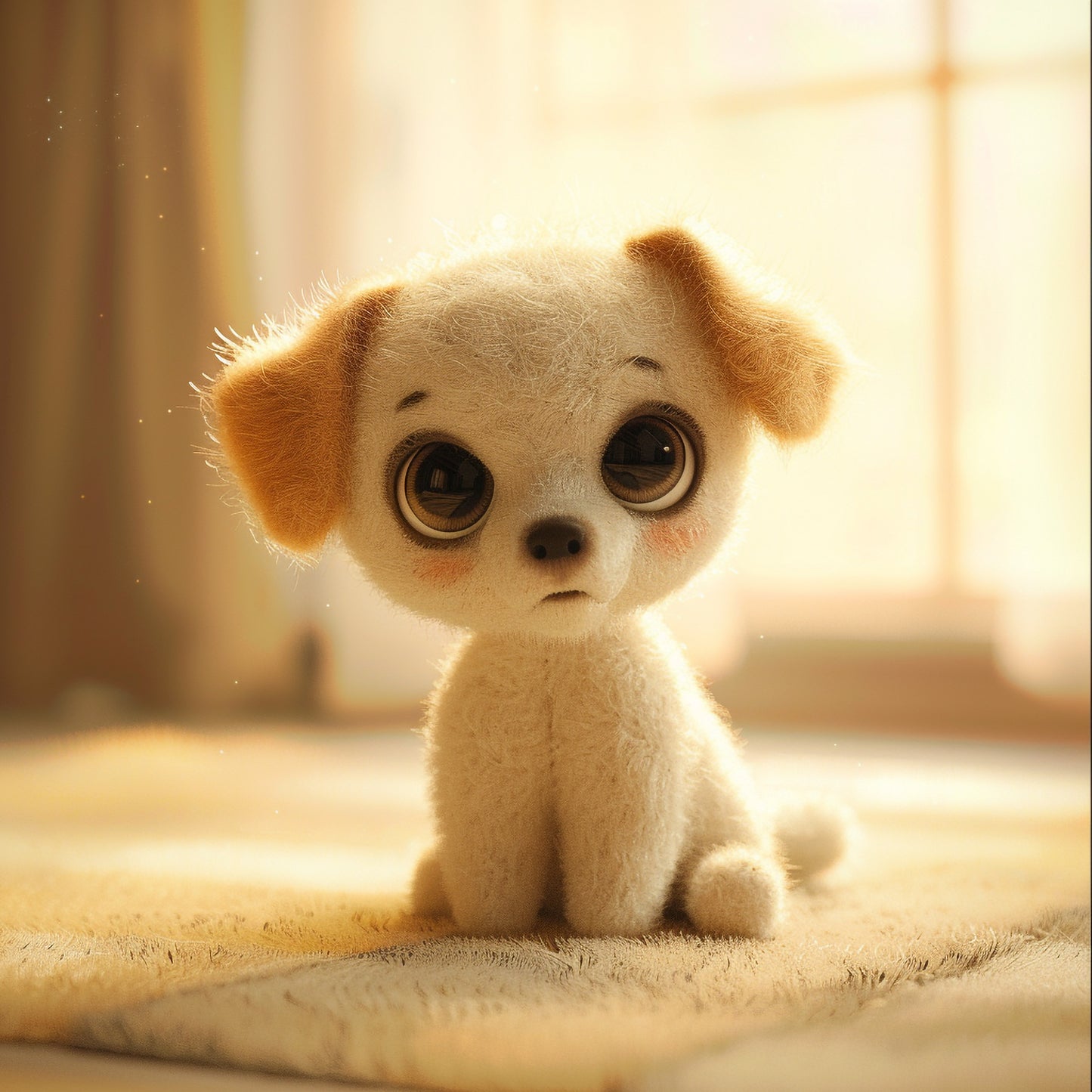 Handcrafted Needle Felted Dog in Warm Sunshine