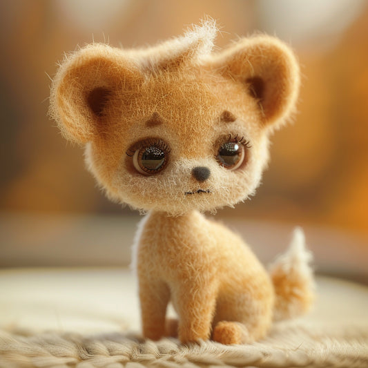 Handcrafted Needle Felted Dog in Warm Tones