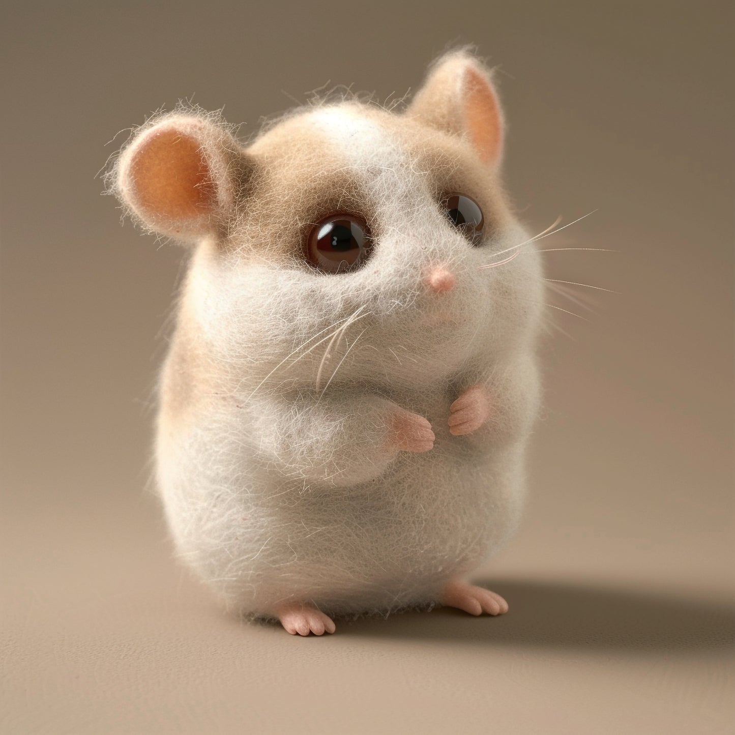 Cute Needle Felted Hamster on a Clean Isometric Background