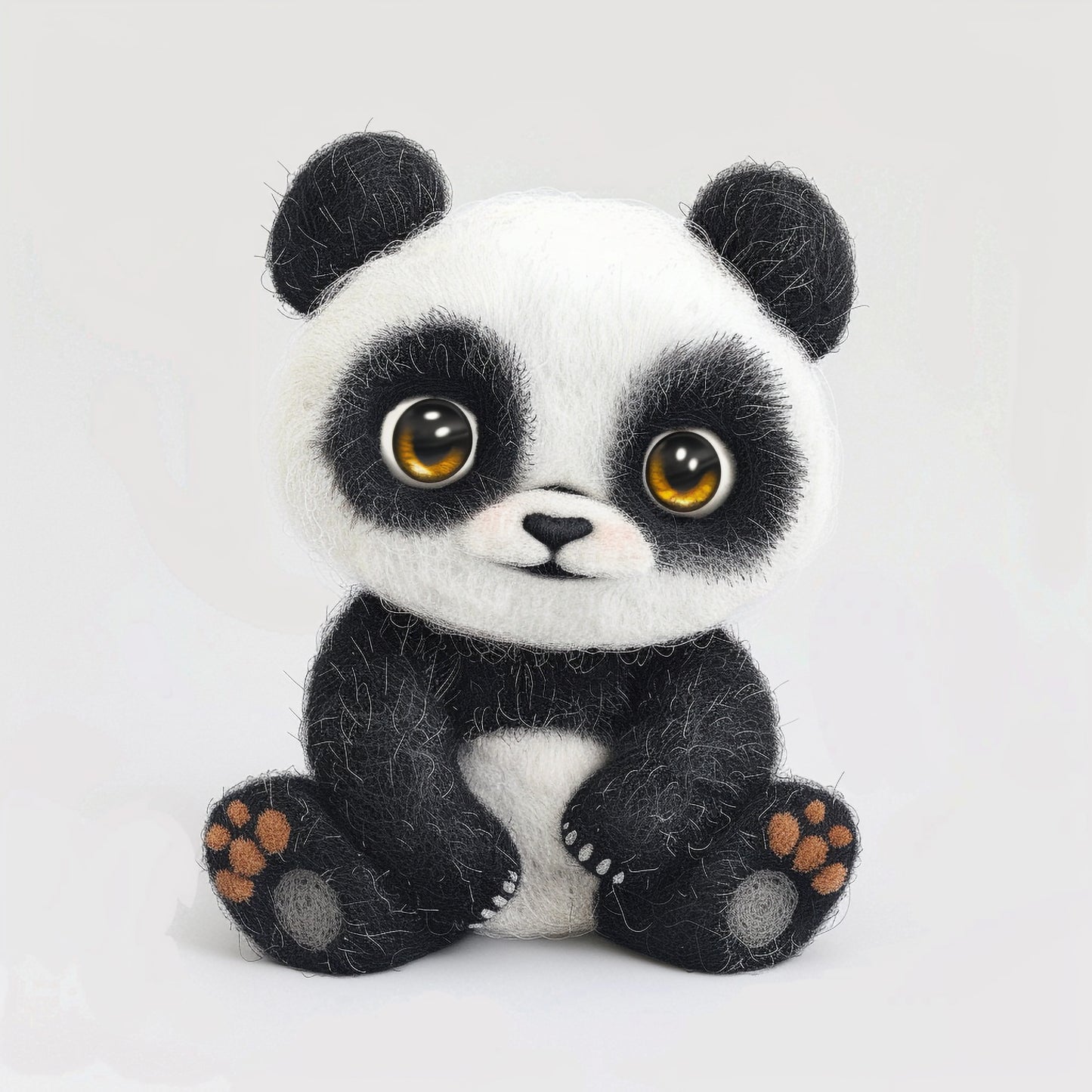 Adorable Needle Felted Panda Bear with Captivating Eyes