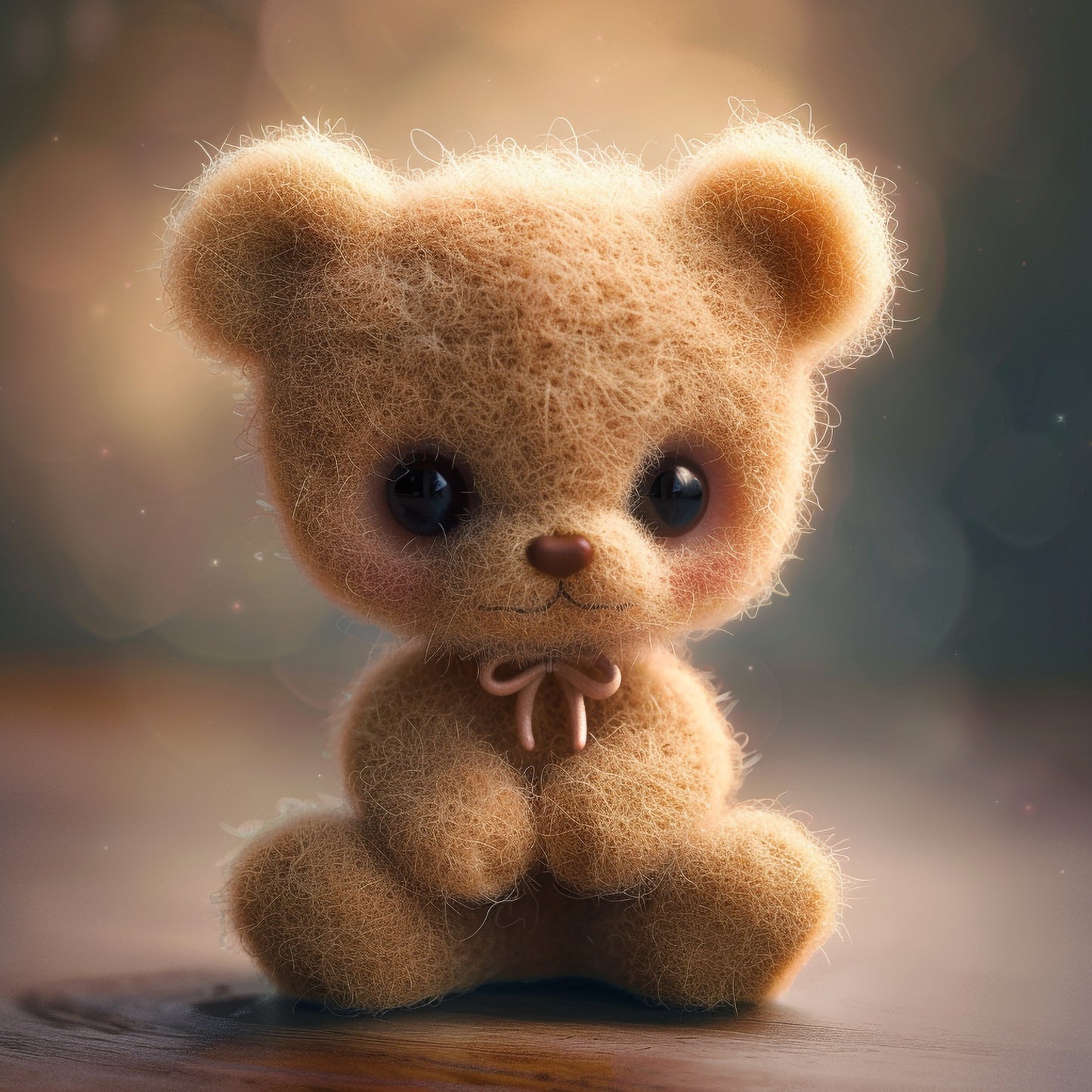 Handcrafted Needle Felted Teddy Bear with Artistic Flair