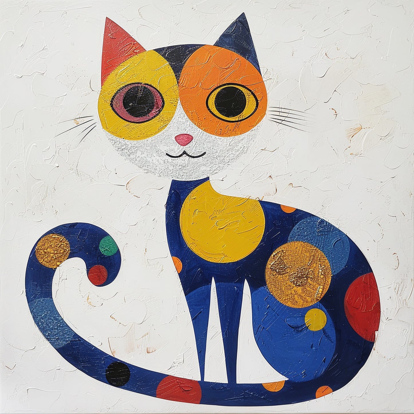 Colorful Minimalist Style Cat Inspired by Gustav Klimt